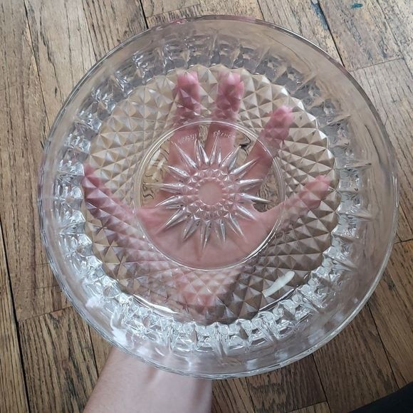 Glass Serving Bowl with Sun Design 8 1/2 Inches - Picture 2 of 8